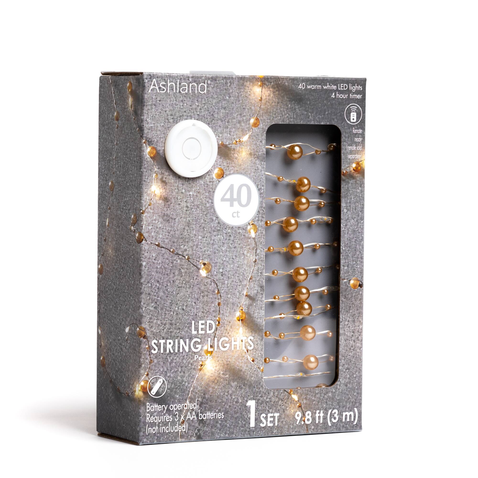 40ct. Warm White Gold Pearl LED String Lights by Ashland®